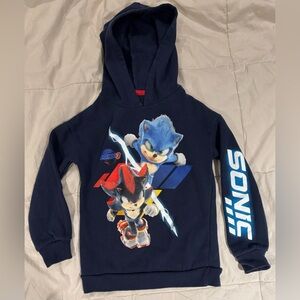 Kids Size Small (5) Sonic the Hedgehog Hooded Pullover Sweatshirt - Navy Blue